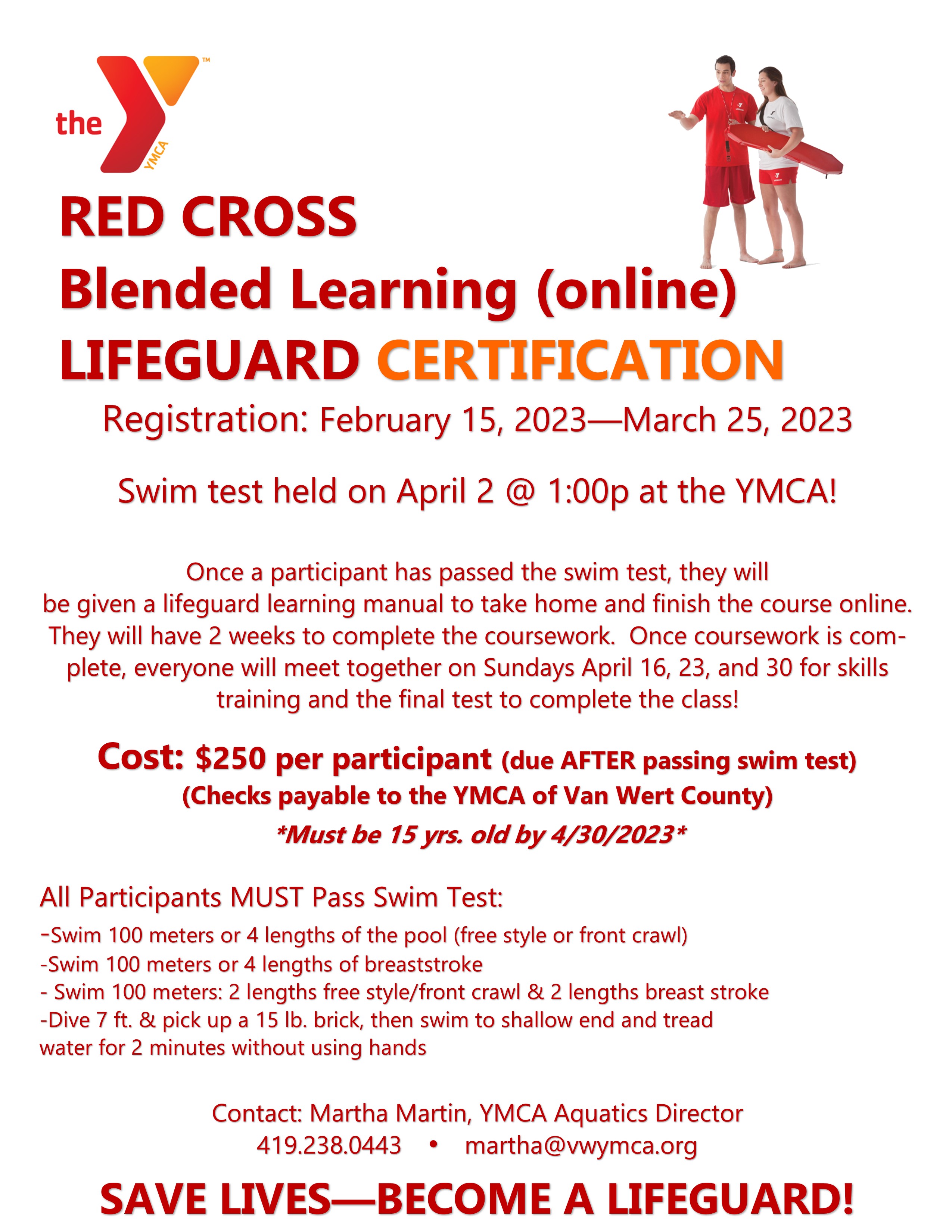 Lifeguard Certification Classes YMCA of Van Wert County